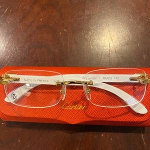 Clear Lens White Temples Buffalo Horns Glasses